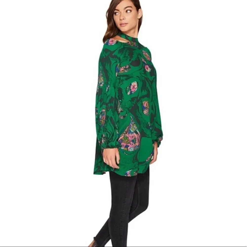 Free People Drift Away Kelly Green Top/Dress XS